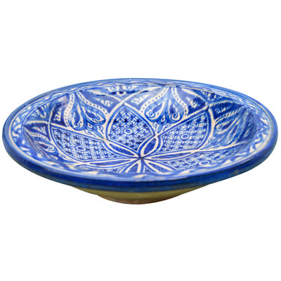 Assiette décorative en céramique mauresque en bleu / blanc antique