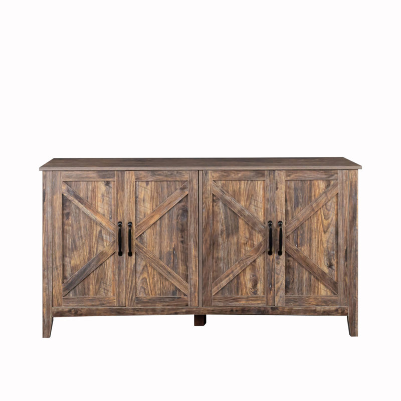 4 Door Accent Cabinet Cabinet with 4 Doors and 4 open shelgves,Freestanding Sideboard Storage Cabinet Entryway Floor Cabinet for Living Room Office Bedroom 