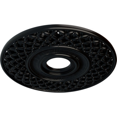 Endurathane Robin Ceiling Medallion, 22 1/4"OD x 4 3/4"ID x 1 1/4"P (Fits Canopies up to 6 1/4"), Hand-Painted Jet Black Finish