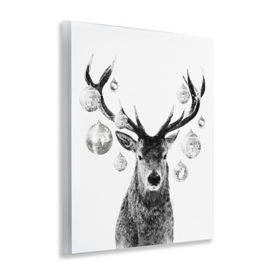 Art mural, cerf avec boules disco par Victoria Barnes