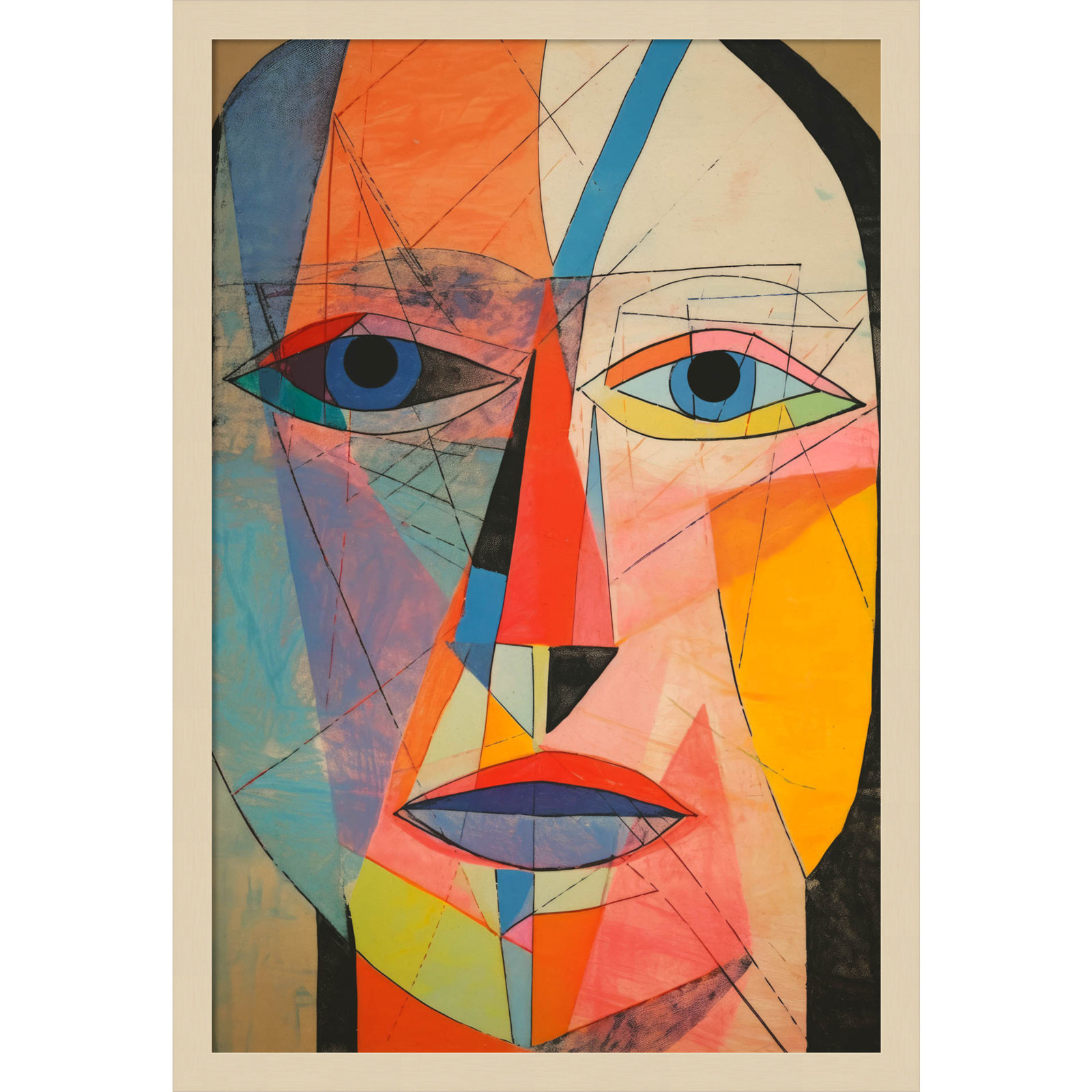 The Face Print by Treechild, 25" H x 17" W, Brown