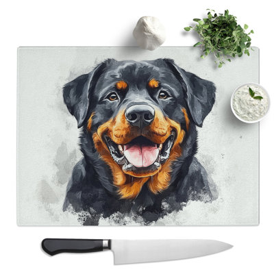 Rottweiler Dog  Glass Chopping Board