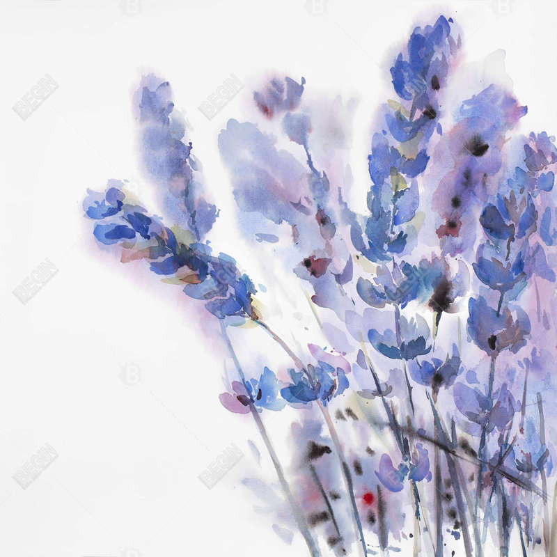 Aquarelle fleurs de lavande - décor de toile encadrée rustique, H 37,25 po x l 37,25 po