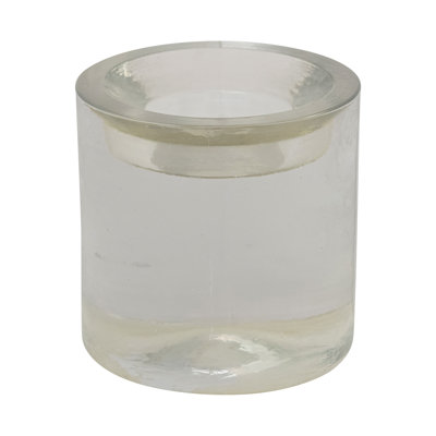 Grand bougeoir rond en verre pressé