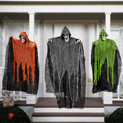 Halloween Hanging Grim Reapers 3 Pack One 47 And Two 35 Halloween Grim Reapers Halloween Skeleton Flying Ghost For Haunted House Prop D&eacute;cor Hal