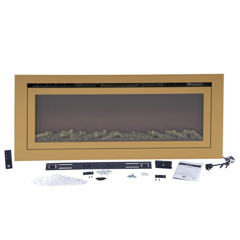 Sideline Deluxe Gold 50" Smart Electric Fireplace with Faux Logs
