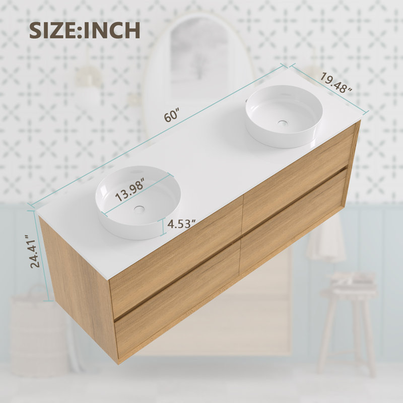 Meuble-lavabo double flottant 60 po Newark