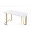 Bureaux blanc Bureau d'écriture doré avec base ouverte, structure en métal | Bois synthétique | Or
