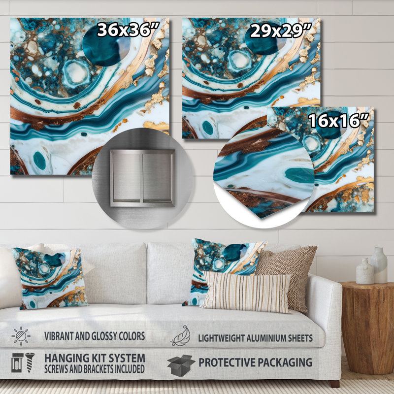 Glam Abstract Wall Decor on Metal, 16" H x 16" W x 1" D
