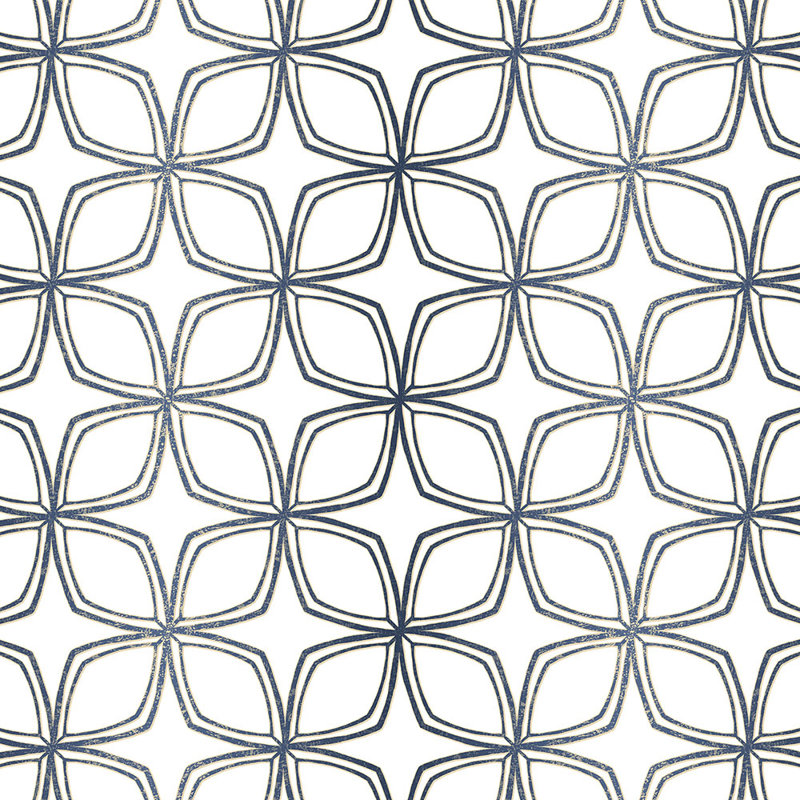 Rouleau de papier peint L 32,7 pi x l 20,5 po Dudley, Bleu marine / Or / Gris / Blanc cassé