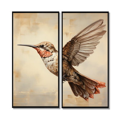 Colibri à crête brun cramoisi I - Décoration murale moderne 2 pièces