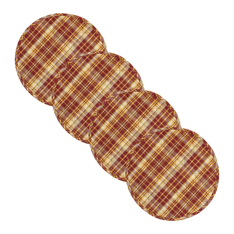  Ensemble de 4 napperons Astor, Carreaux rouges, Rond 15 po