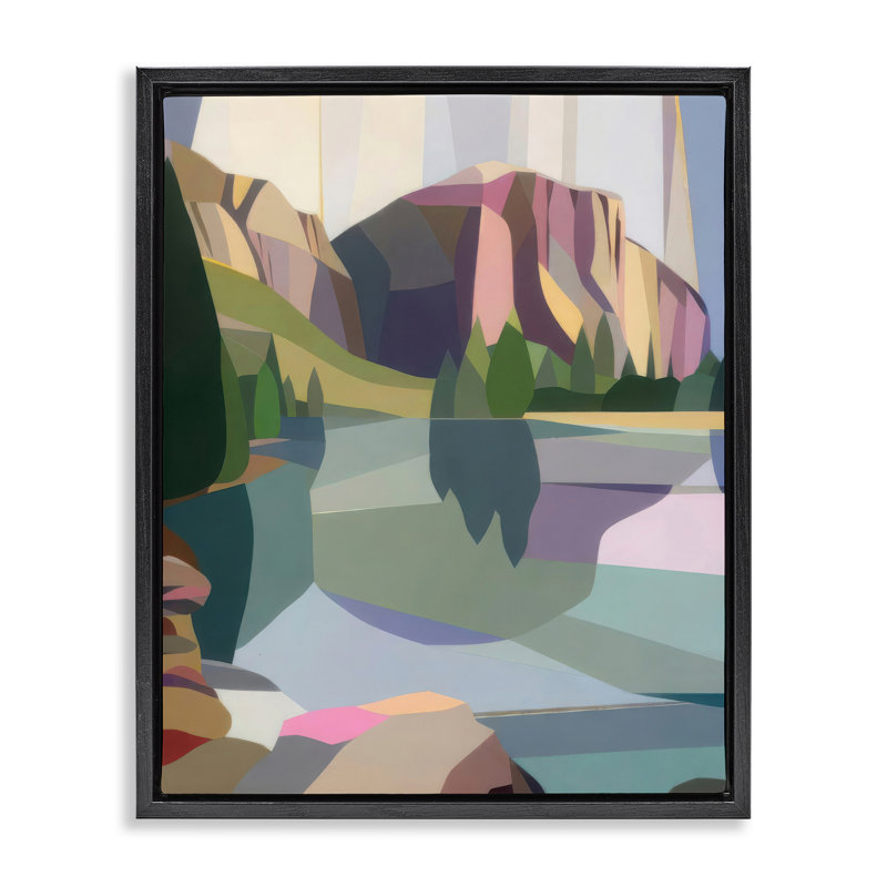 Cadre flottant El Capitan & Merced River, design par Melba Browne, Cadre flottant noir de jais, H 21 po x l 17 po