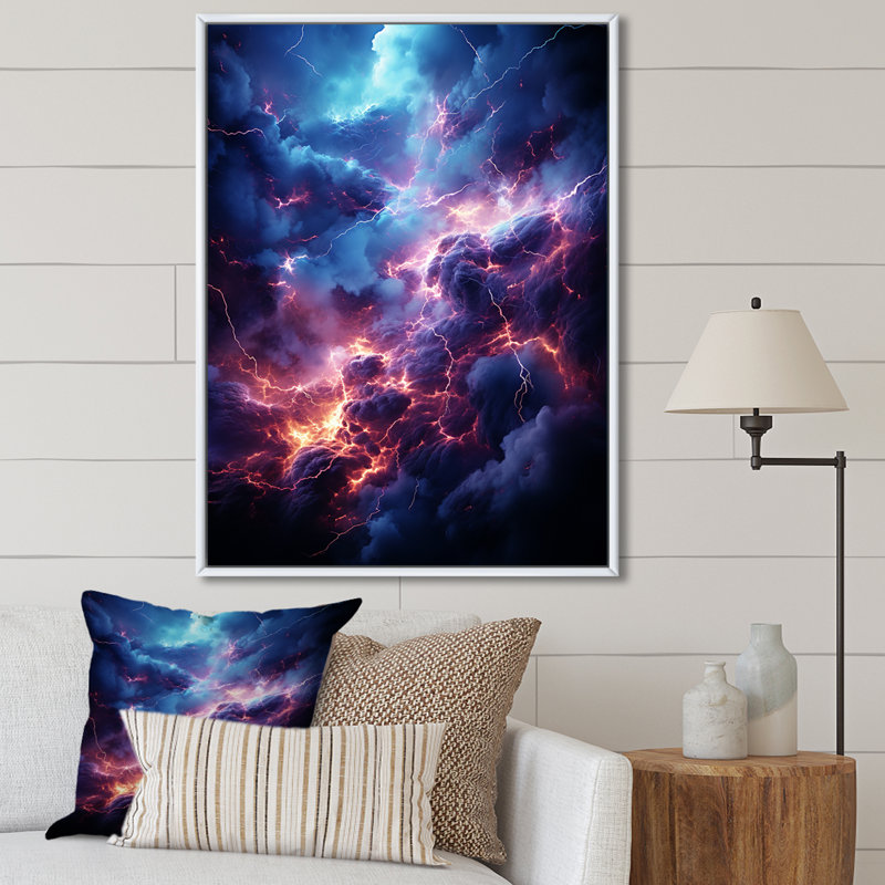 Impression sur toile Jahara Lightning Ethereal Lightning III, H 20 po x l 12 po x P 1 po, Cadre flottant blanc