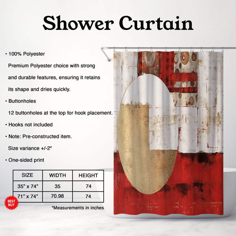 Rideau de douche, H 74 po x l 71 po