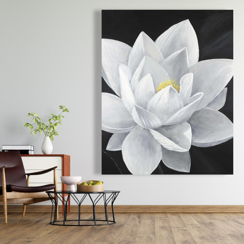 Vue aérienne d'une toile de fleur de lotus | Décoration florale, H 48 po x l 60 po