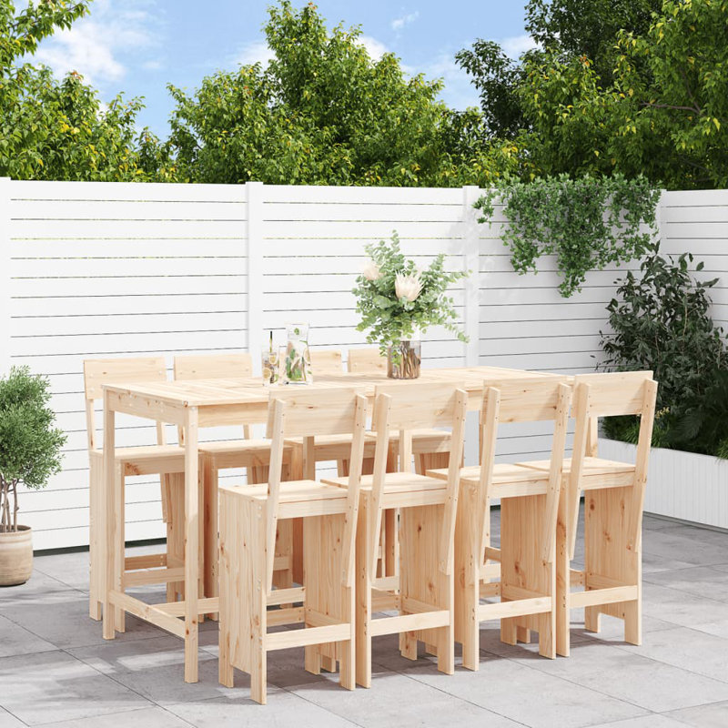 Azmira Brayden Studio Bar Set with Wood Frame and Solid Wood Outer Material, Brown