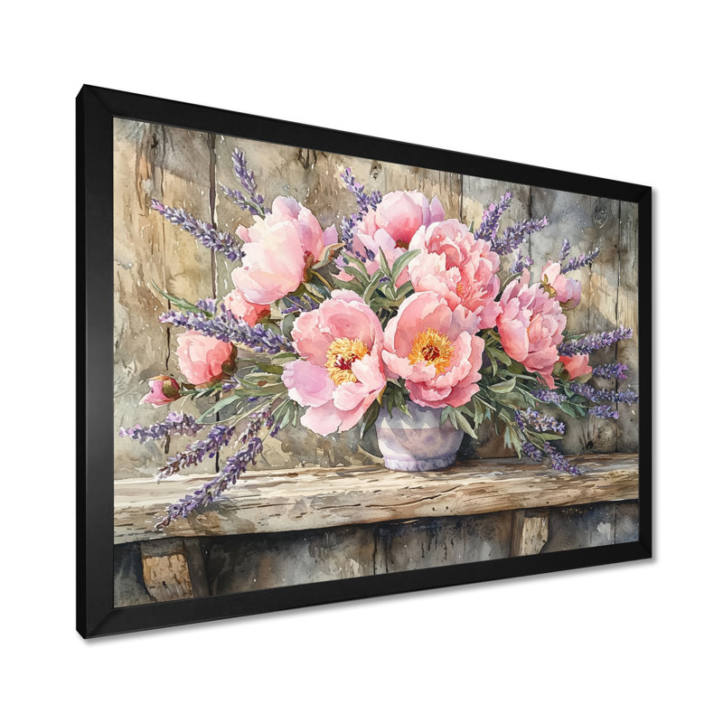 Iryna pivoines et lavande Bouquet II - pivoines, art mural, Reproduction encadrée d'une seule photo, H 30 po x l 40 po