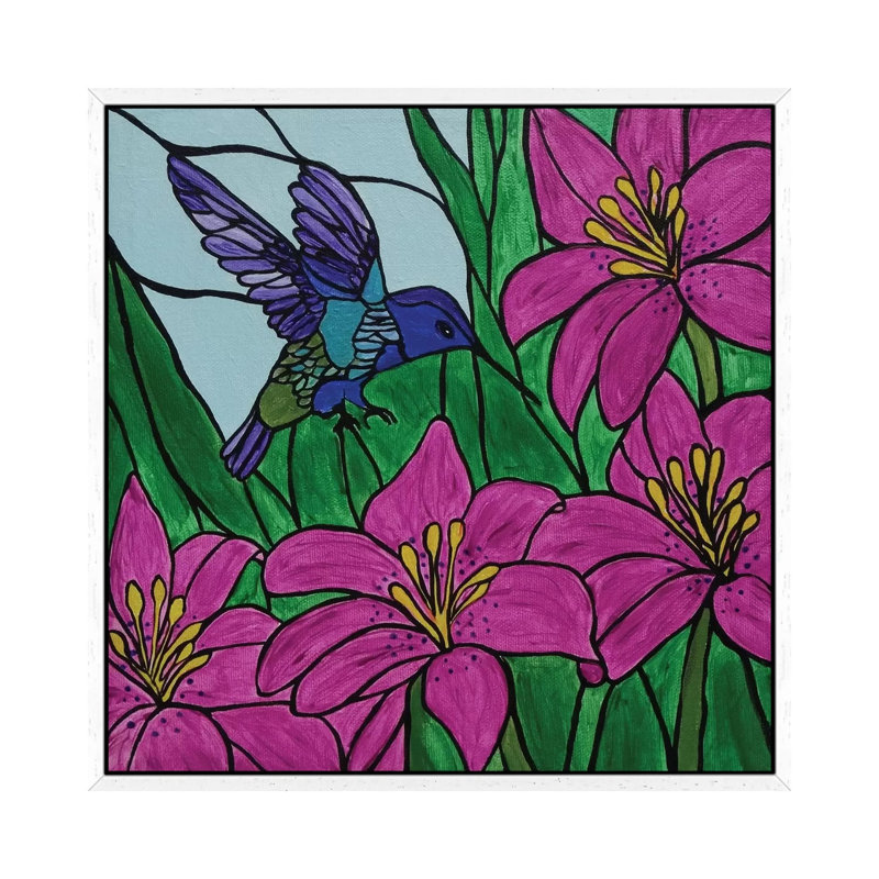 Groovy Little Hummingbird 1 Piece Floater Frame Wall Art on Canvas, 66.04 cm H x 66.04 cm W, White