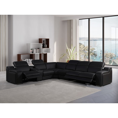 Tahari 7 - Piece Top Grain Italian Leather Power Reclining Sectional