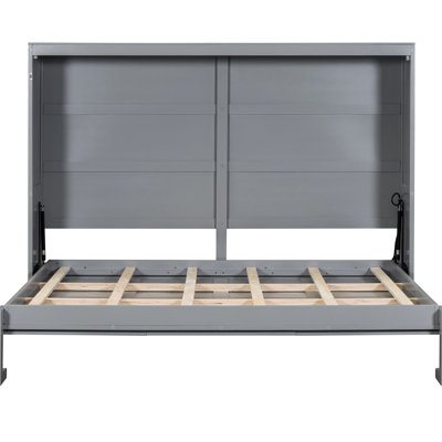 Gray Full Size Bed, A Space - Saving Solution For Small And Comfortable Sleep Saving Furniture With Construction Comfort