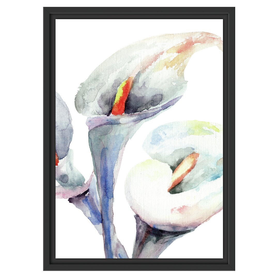 Gerahmtes Wandbild Aquarell Blüten Callas Kunst