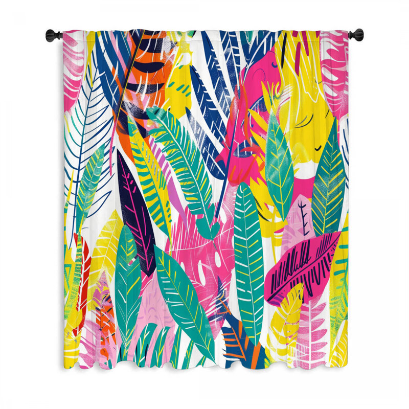 Rideaux de fenêtre à motif de feuilles tropicales, occultation botanique et voilages - 1 panneau, L 50 po x L 84 po