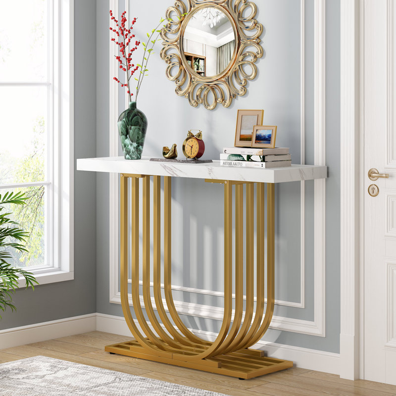 Morrisey 100cm Console Table, White, Gold