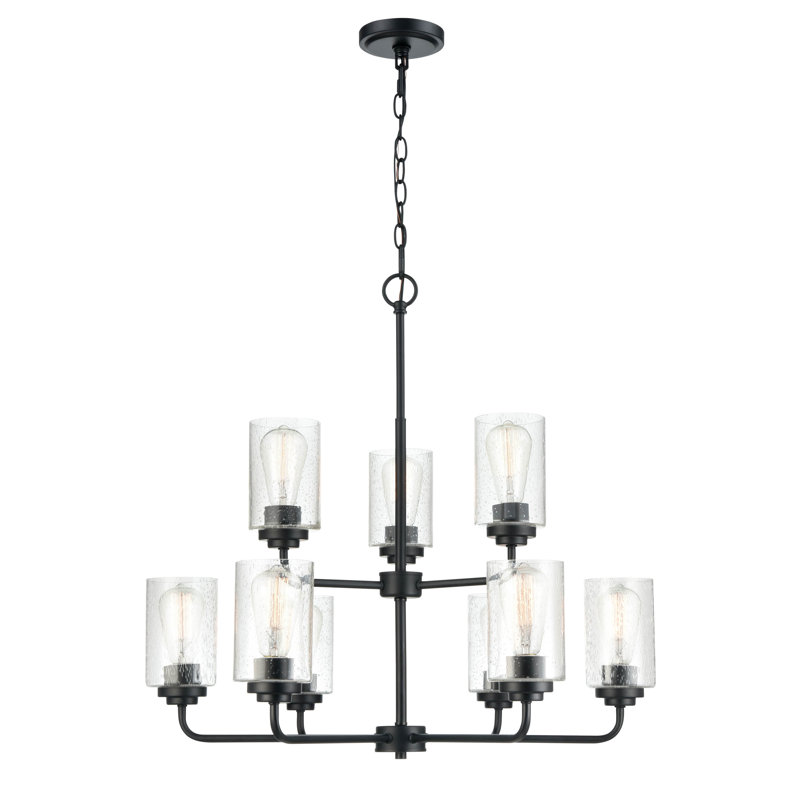 Moven 9 - Light Dimmable Tiered Chandelier, Matte Black