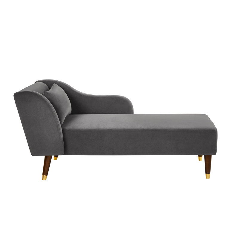 Chaise longue élégante en velours gris - Garnissage en mousse haute densité, confortable avec coussin