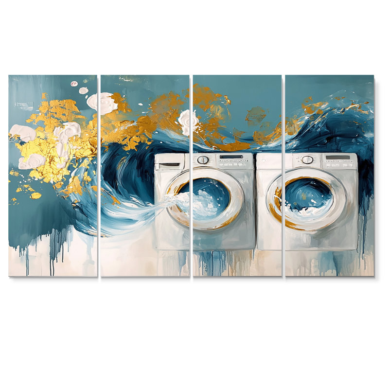 «Blue Impressionist Soap Suds Modern Laundry II», H 32 po x l 64 po