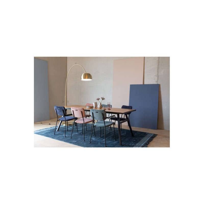 Chaise avec accoudoirs rembourrée Benson, Bleu foncé