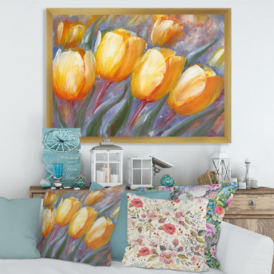 Tulipes jaunes en fleurs - Peinture sur toile