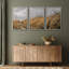 «Golden Harvest Autumn Wheat Field And Wildflowers Nature Landscape Illustration Artwork Decor», 3 pièces sur toile-98249360-98249364