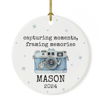 Custom Capturing Moments Framing Memories Camera Ornament 20XX Ceramic Christmas Decoration For Photographers