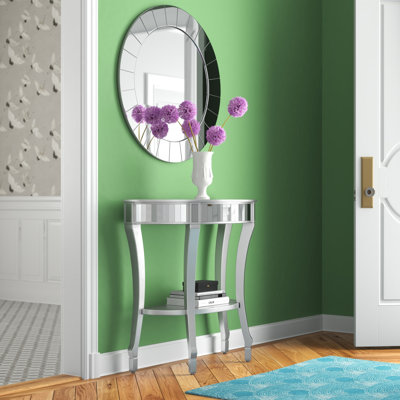 Nya 32.25'' Solid Wood Console Table and Mirror Set