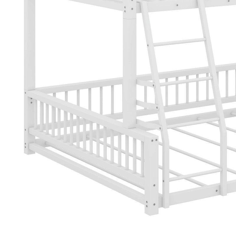 Structure de lit superposé double au-dessus d'un très grand lit double avec échelle, Blanc, Double TG sur grand