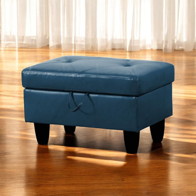 Repose-pieds capitonné rectangulaire avec rangement en similicuir de 28,5 po Orella