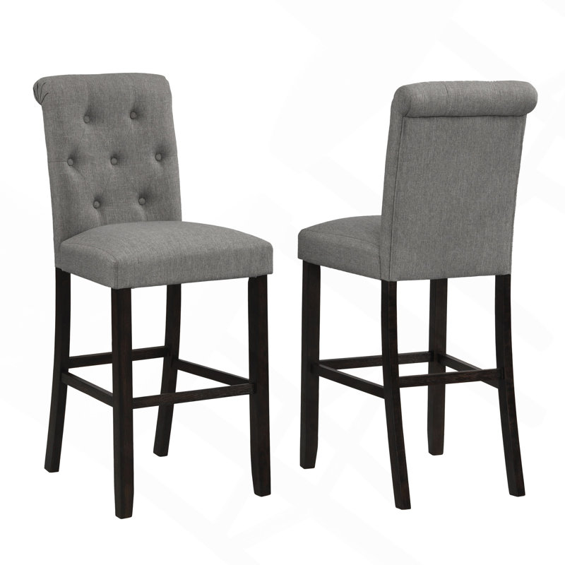 Tabouret de bar touffeté Asons, ensemble de 2, Gris