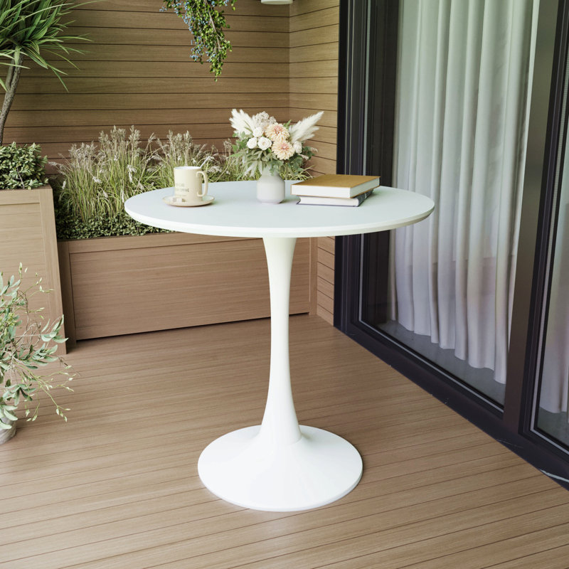 Table de salle à manger ronde 31,5 "blanche, table de salle à manger Tulip Kitchen 2-4 personnes avec plateau en MDF et base piédestal, table de bout Mid-Century