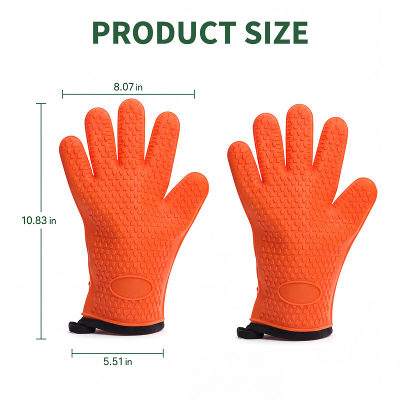 2 paires de gants de four à cinq doigts en silicone résistants à la chaleur pour la cuisson de la friteuse et du barbecue