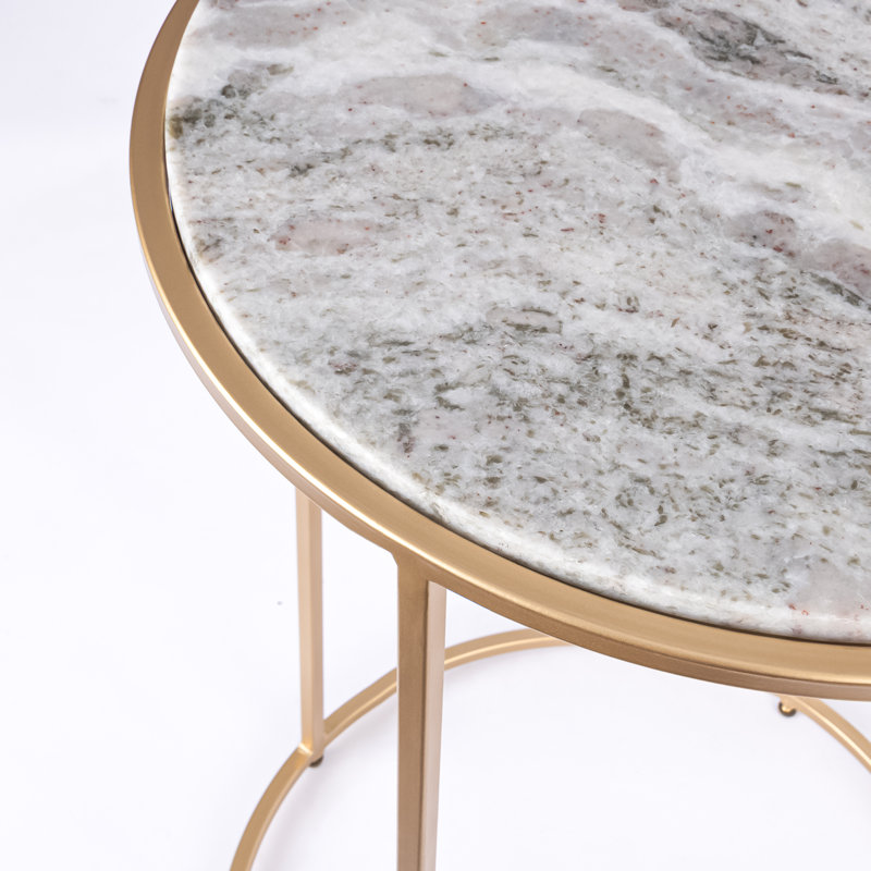 Nikelle Marble Top End Table, Sangrey, Gold