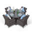 Karas 4 - Person Wicker Patio Dining Set with Round Table , Cushions Included