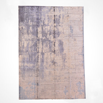 Original Hand Knotted Traditional Pattern Silver Wool Rug