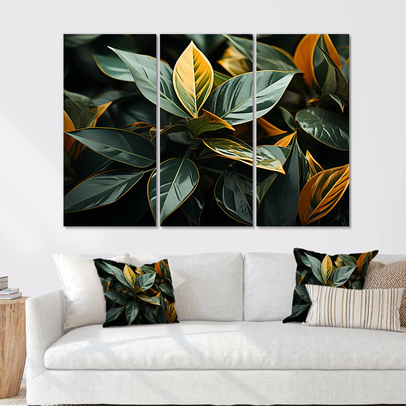 Garden Plants Botanical Fusion - Ensemble d'art mural plantes, Toile tendue, H 32 po x l 48 po x P 1 po