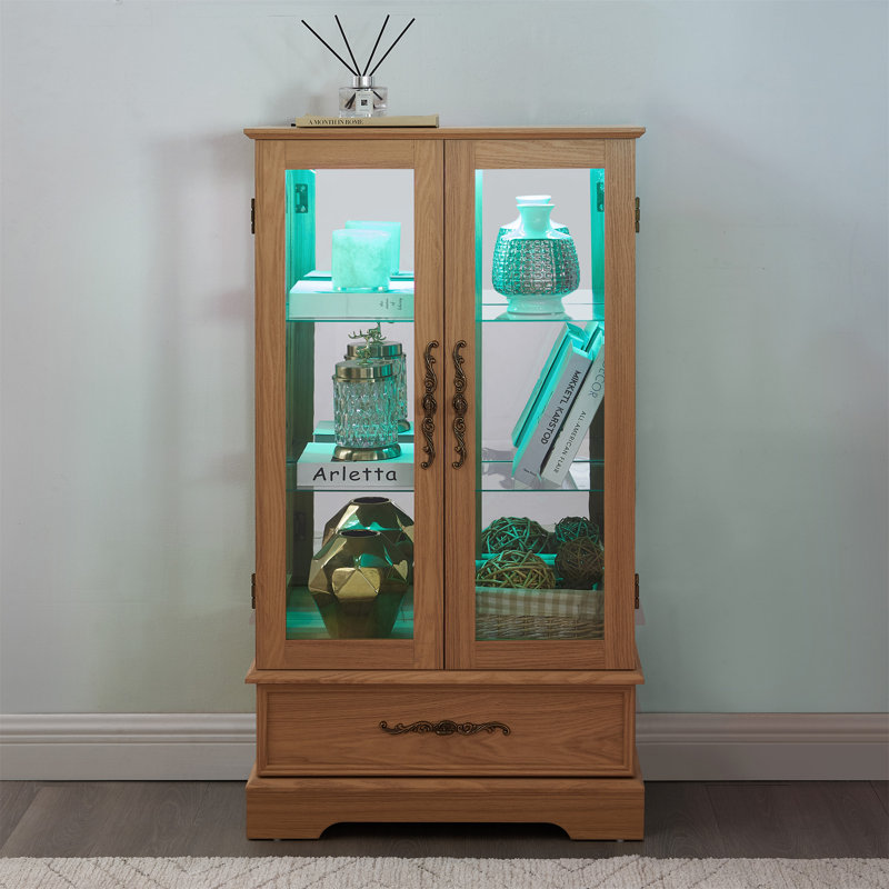Vitrine lumineuse vitrée avec tablettes réglables - 2 portes
