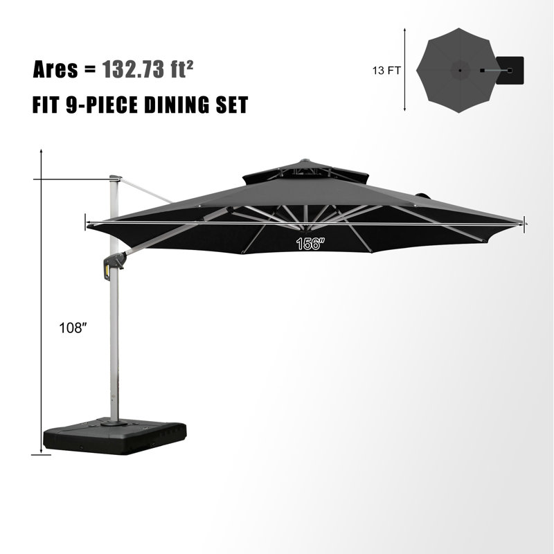 396cm Cantilever Parasol, Black