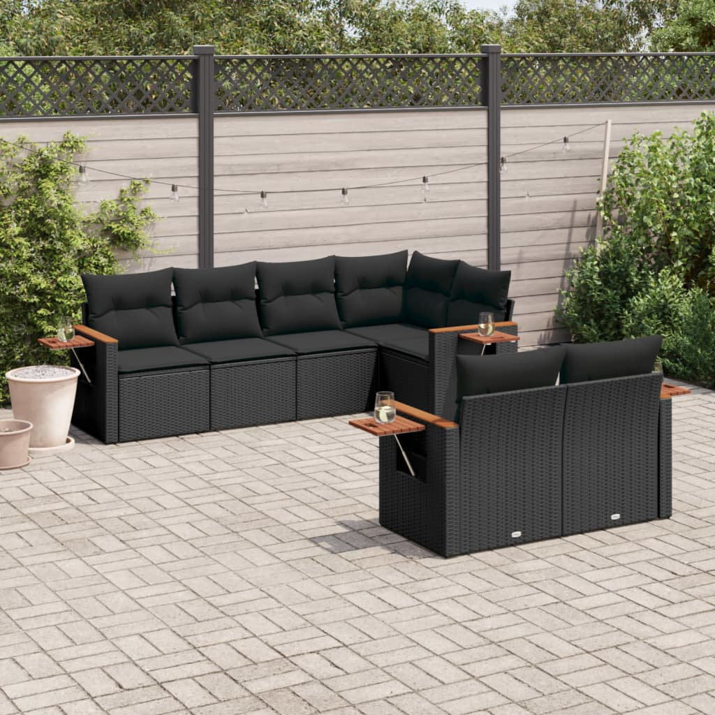 Vidaxl 7-Tlg. Garten-Sofagarnitur Mit Kissen Beige Poly Rattan