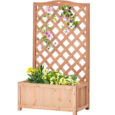 Trellis Raised Wooden Garden Bed 46", Support Veggies Herbs Flowers Development, Backyard Patio Grandeur, Brown 46" Bed, Boost Productivity, Splendour,