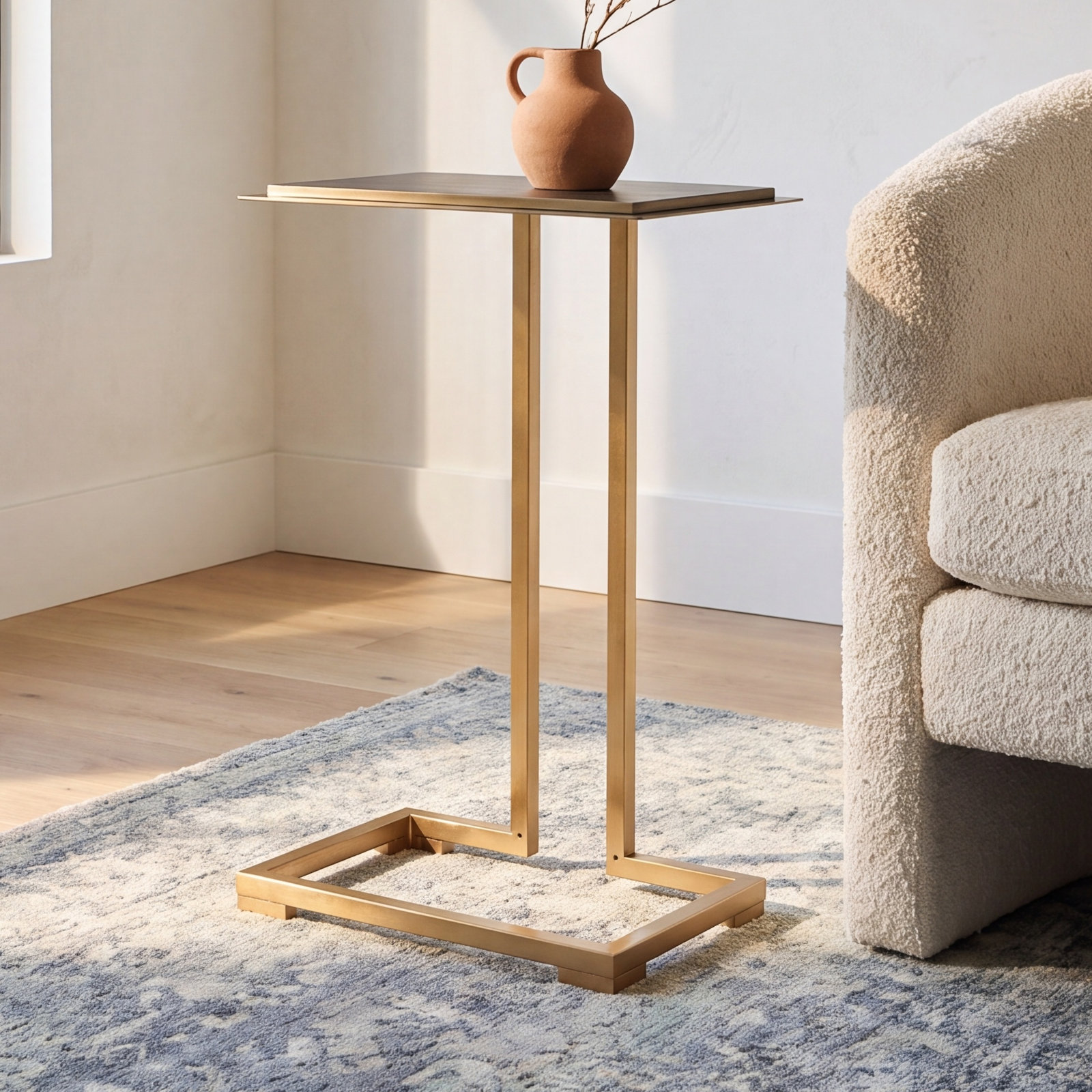 Thora Iron End Table, Antique Brass